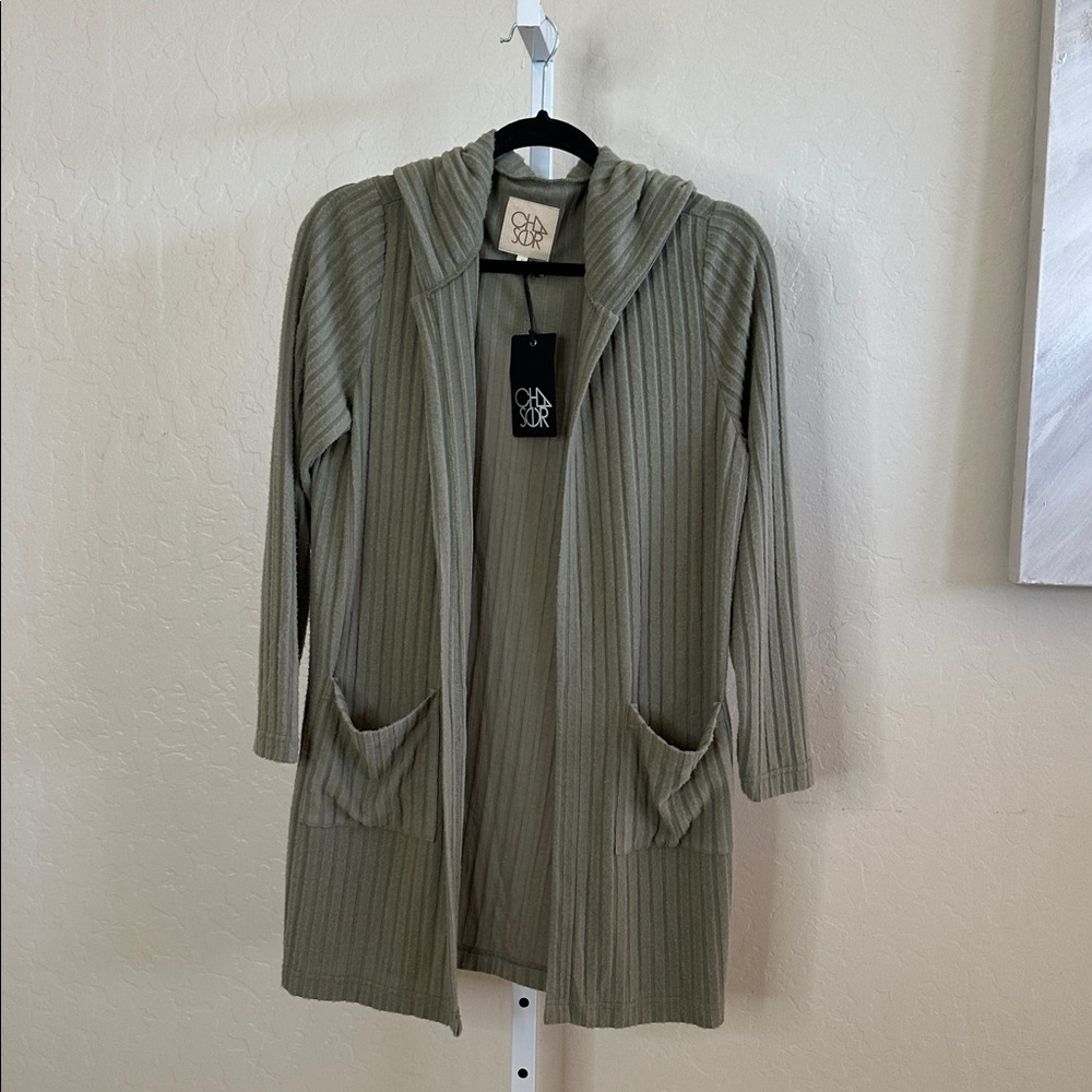 NWT Chaser small MSRP $92 Green Ribbed Open Duster matching skirt available